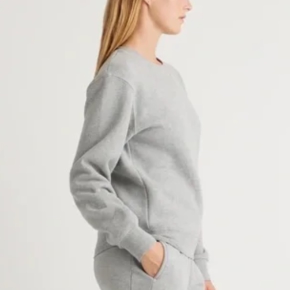 Quince - Organic Heavyweight Fleece Grey Boyfriend Crew Sweatshirt - Large - Picture 2 of 2